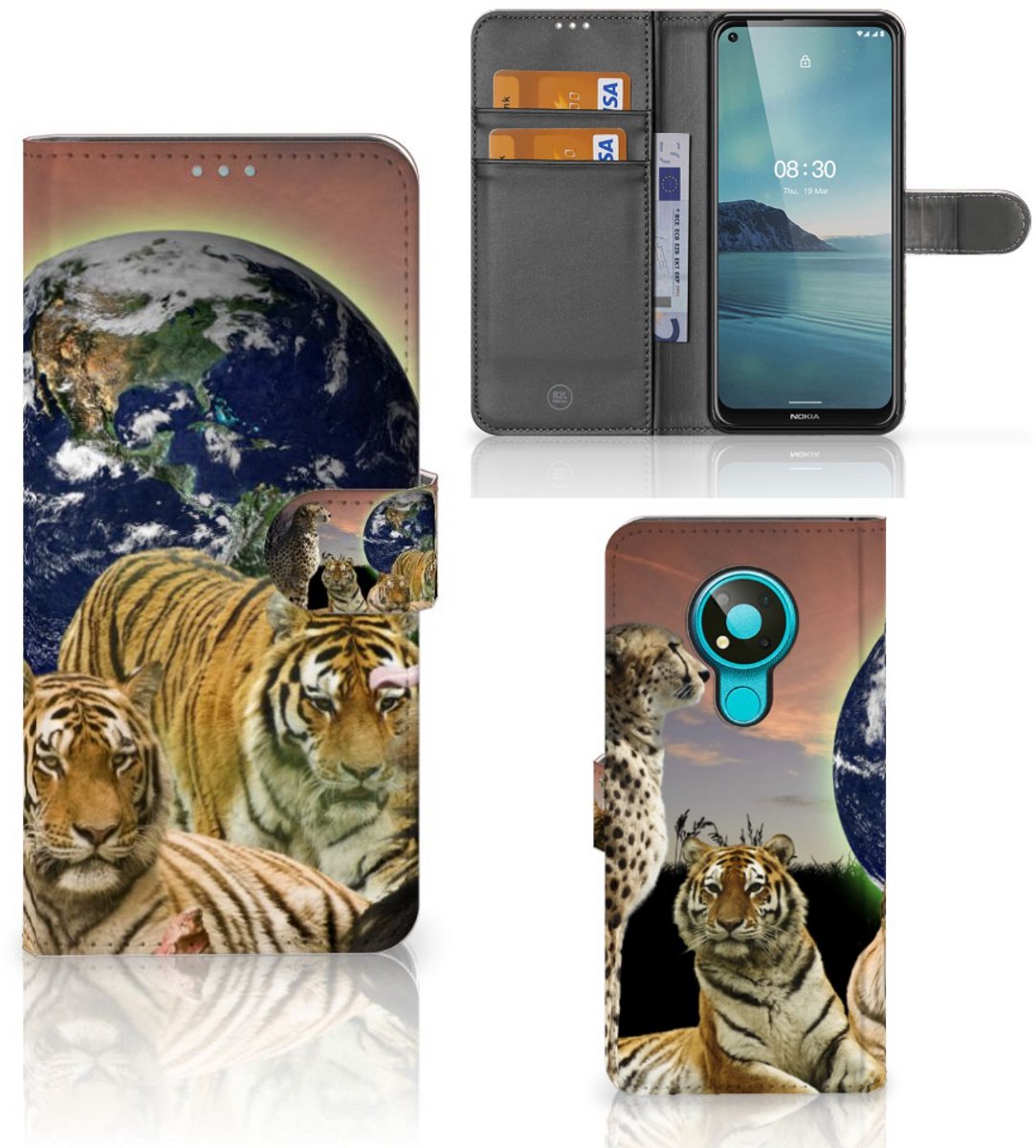Nokia 3.4 Telefoonhoesje met Pasjes Roofdieren