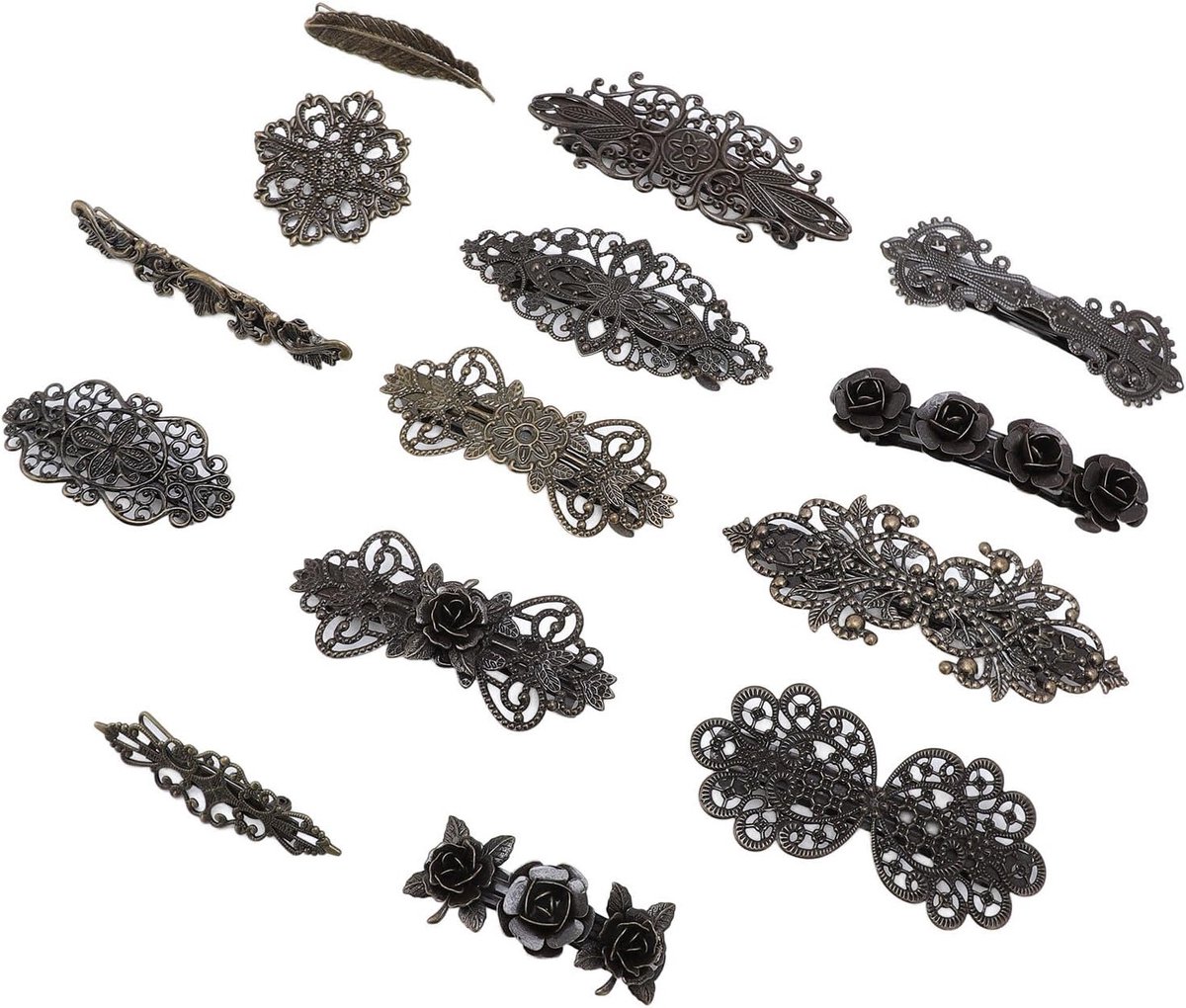Elegante Vintage Bronzen Bloem Haarspelden voor Bruiloften, Feesten en Fotoproducties