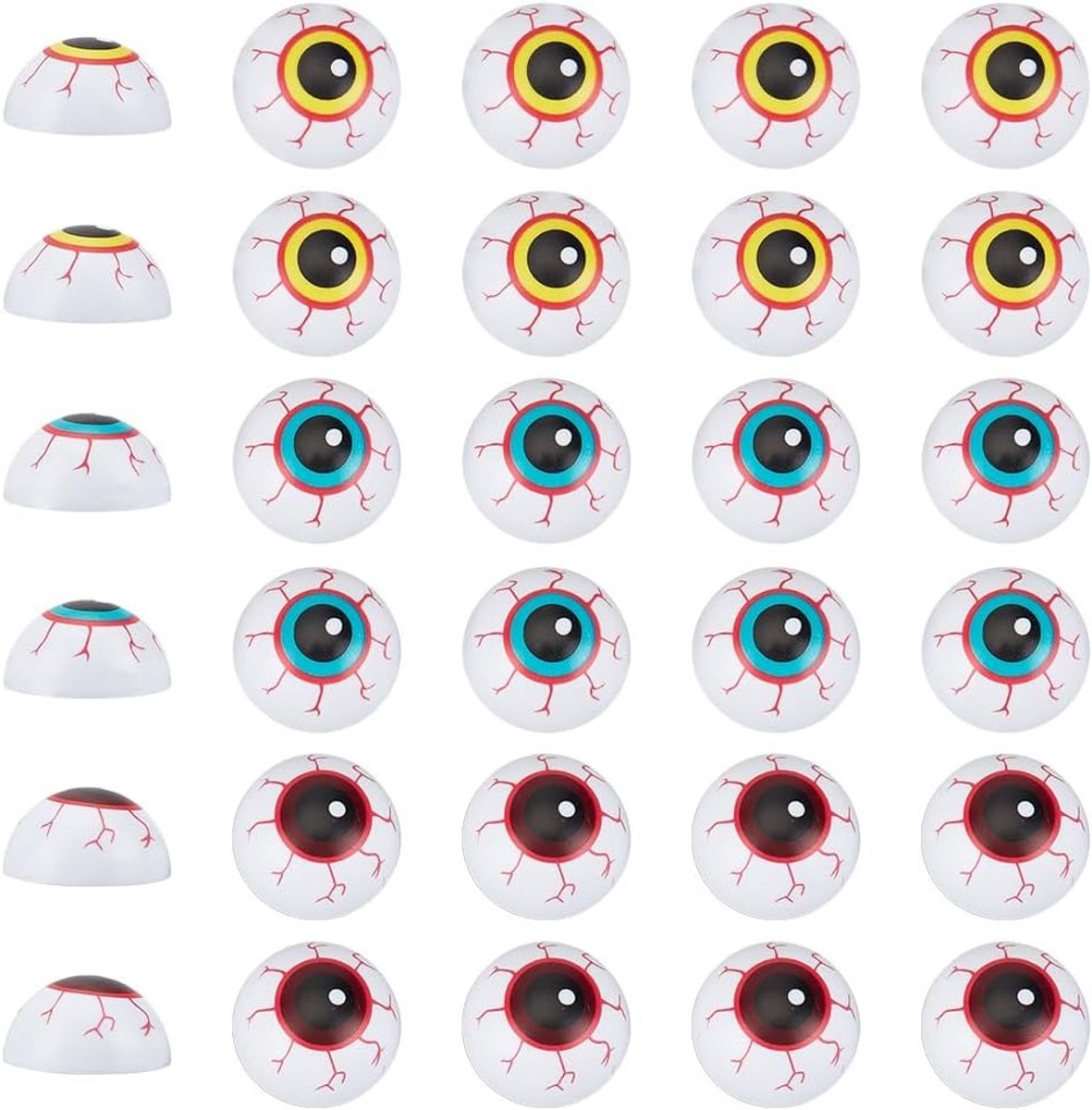 30 Stuks Hemisferische Ogen met Bloedvlekken 25mm Hars Ogen Cabochons voor Eng Halloween, DIY Ambachten en Sculpturen, Dierlijke Foto Dome Hangers en Tray's