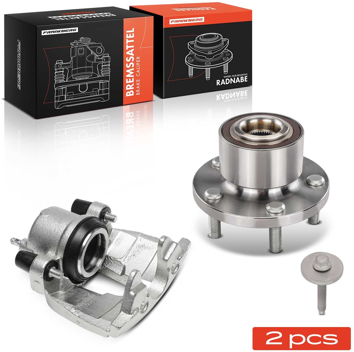 Frankberg 1x remklauw + 1x wiellager vooras links voor FORD