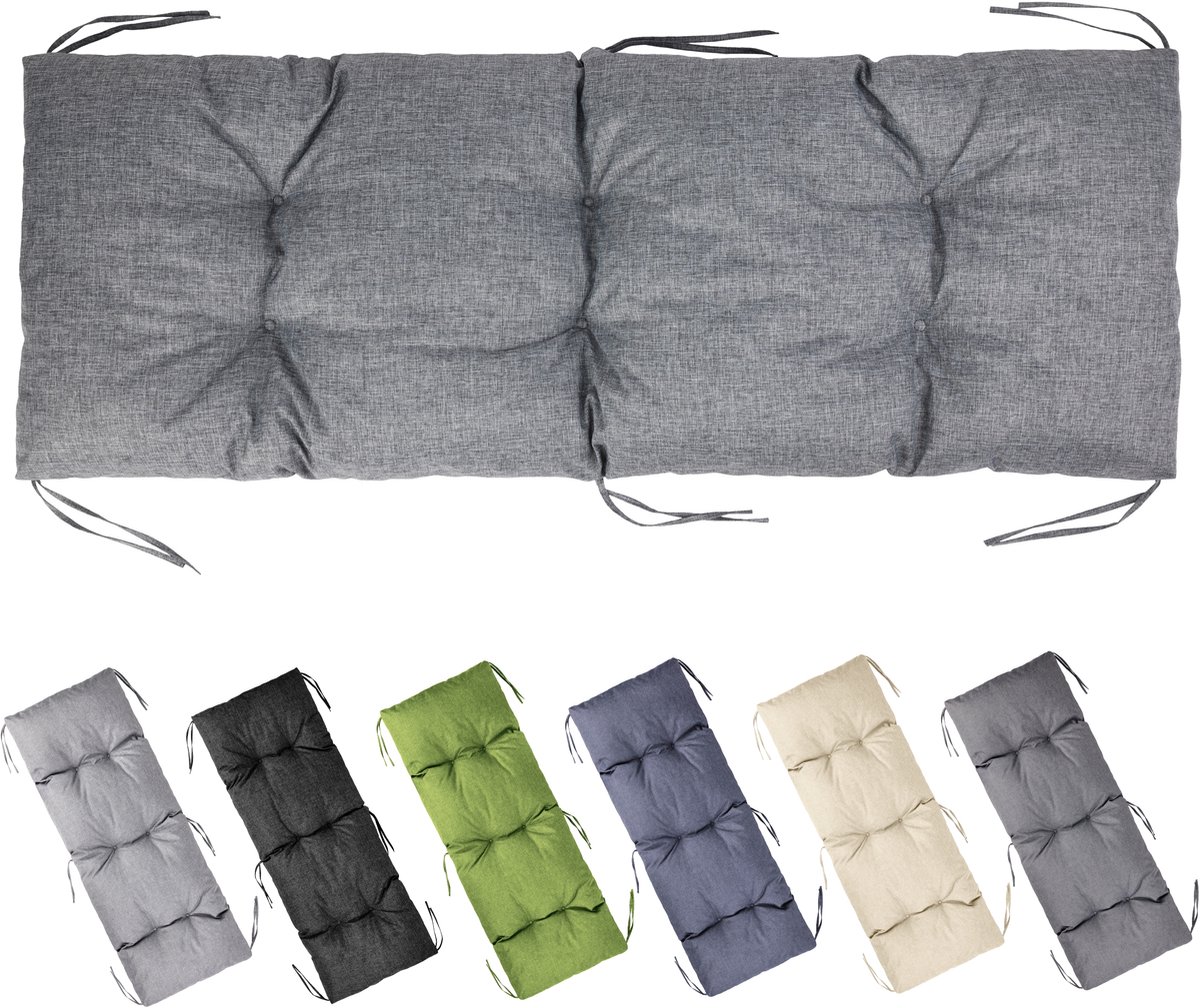 Garronda Bankkussen 140x50 cm – 10 cm dik – Waterafstotend & UV-bestendig – met Banden – Grijs GD-AM-Bono