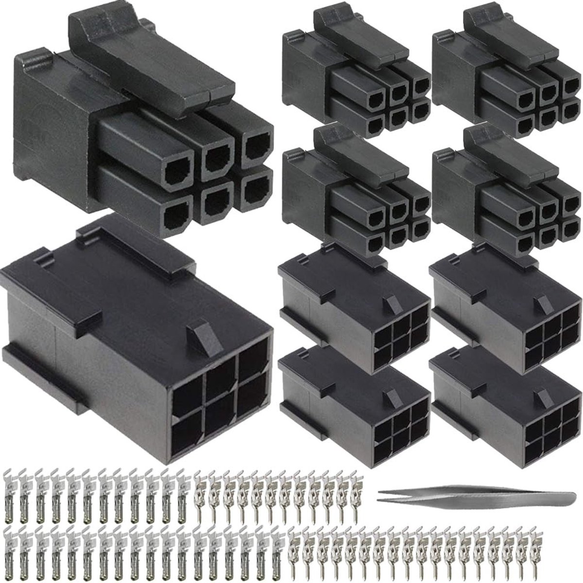 Livia home - Dubbele rij stekker - 6 circuits - mannelijke en vrouwelijke stekkers - 4 stuks met aansluitklemmen - ideaal voor elektrisch aansluiten -