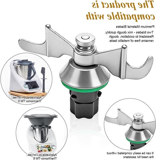 RVS deegmes voor Thermomix, vervangend mengmes voor deeg, geen restanten of vervuiling, ideaal voor TM7 TM6 TM5 keukenmachines van RVS — afbeelding 3