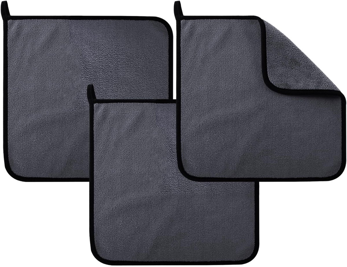 Dailygoods - Microvezel Doek - Reinigingsdoeken - Absorberend en Ultra Zacht - Zwart - Voor Huishoudelijke Reiniging - Perfect voor Auto Wassen