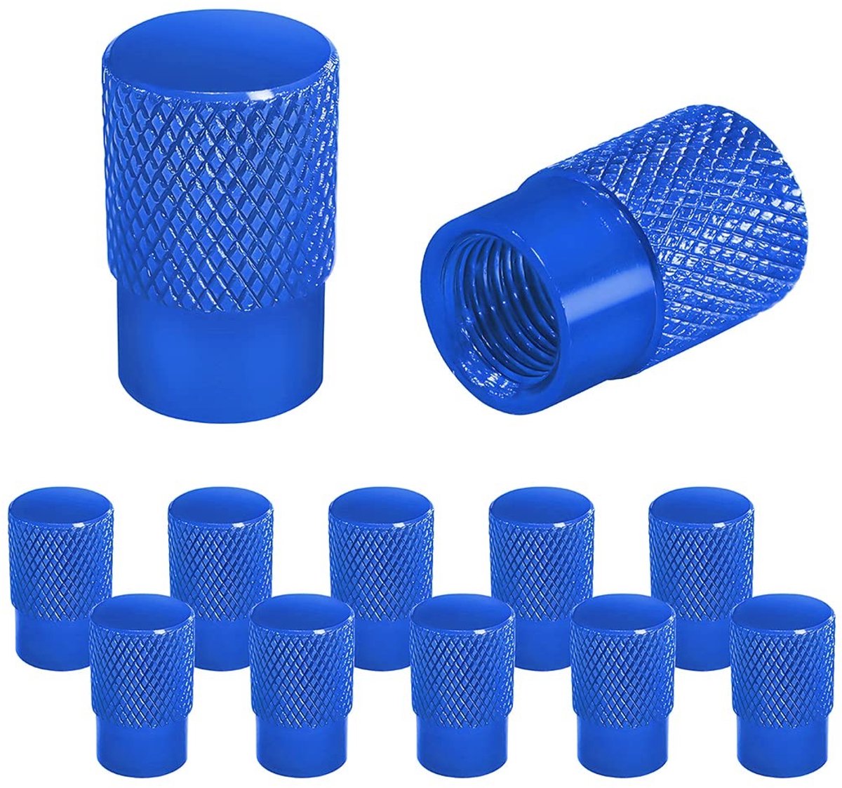 Dailygoods - Bandendoppen - Ventieldoppen - Universele pasvorm - Blauw - Aluminium legering - Corrosiebestendig - Geschikt voor auto’s - 12 stuks