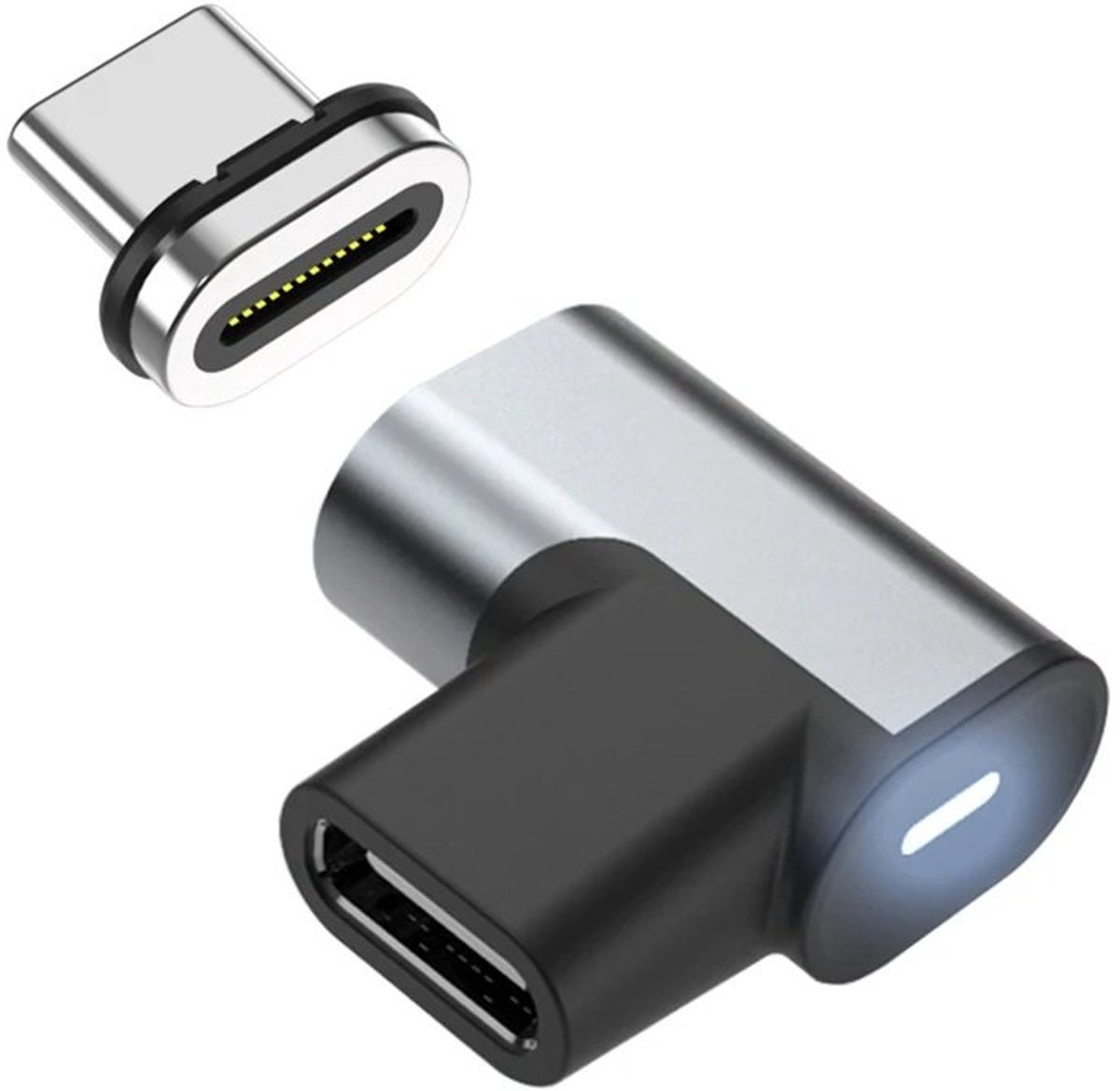 DrPhone VoltAngle – USB-C Magnetische Adapter 240W – 90 Graden USB-C Naar USB-C Connector – 40Gbps Data – 8K Video – LED Indicator