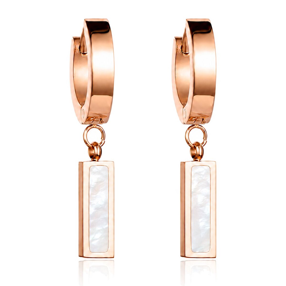 Cilla Jewels oorringen Titanium Rose met Wit