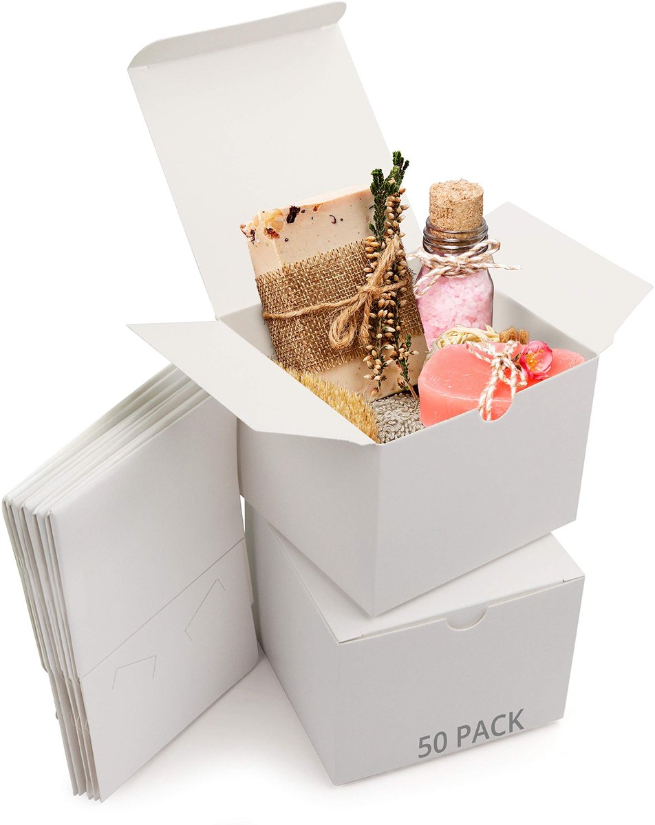 Zeynomax - Witte Hobby Kado Dozen - 50 Stuks - Makkelijk in Elkaar te Zetten - 12 x 12 x 9 cm - Perfect voor Feestjes - Verjaardagen en Huwelijken