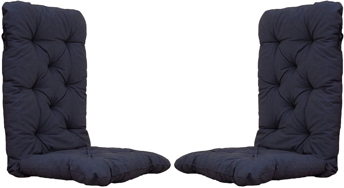 Dailygoods - Set van 2 high-back chairs - Tuinkussens - Donkergrijs - Buiten gebruik - Comfortabele zitkussens - Ideaal voor patio en tuin