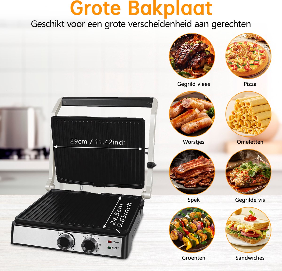 Multifunctionele Ontbijtmachine - Sandwich - 29x35x13 cm - 3-in-1 - 2000W - Anti-aanbak — cadeau in Kookcadeaus - foto 8