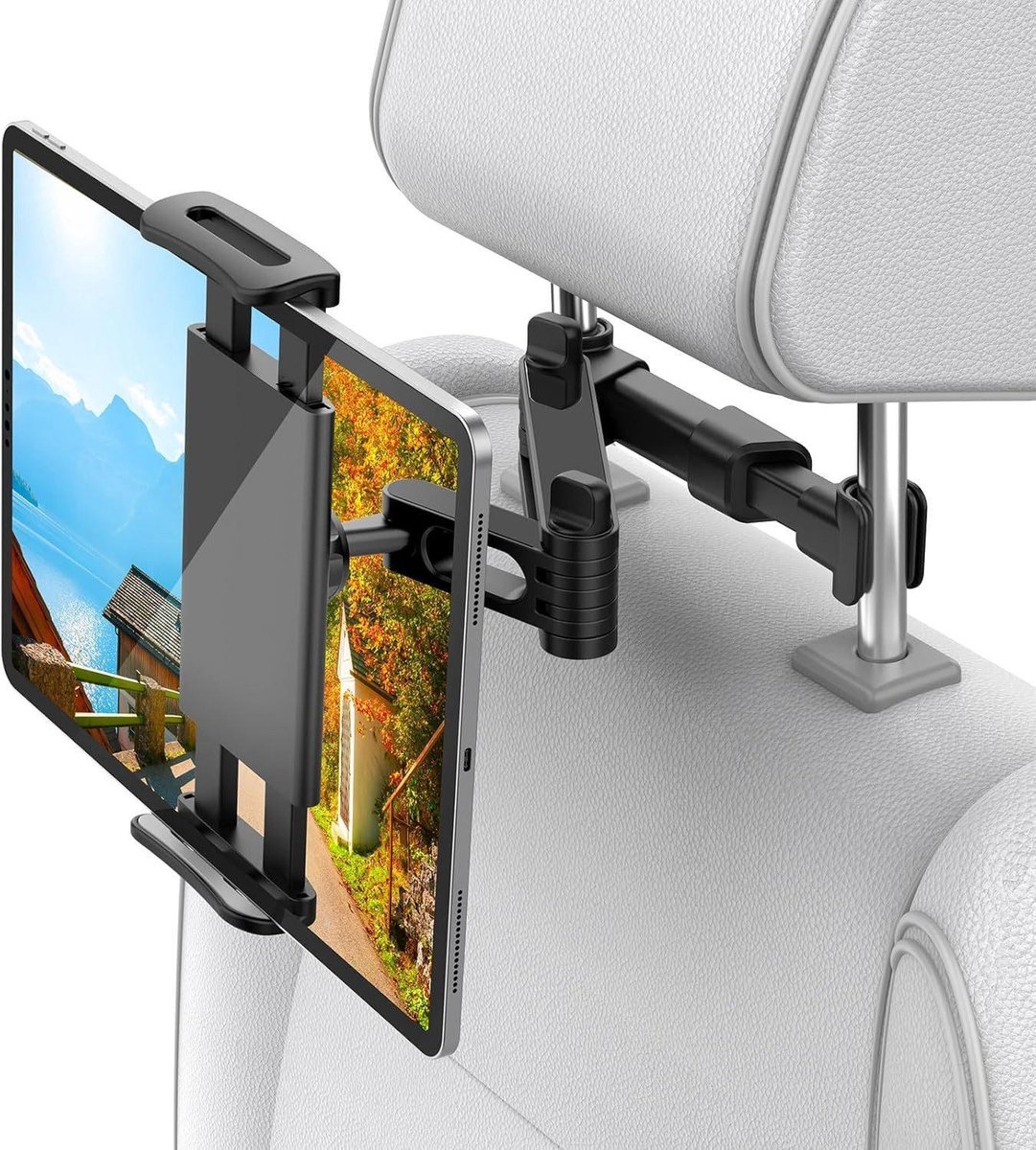 Tablet Auto Houder voor Hoofdsteun – Uitschuifbare KFZ Hoofdsteunhouder met 360° Draaibaar Gewricht – Geschikt voor 4,4-11 inch Apparaten – Voor iPad, iPhone, Samsung Galaxy, Kindle, Nintendo Switch – Incl. Montagehandleiding