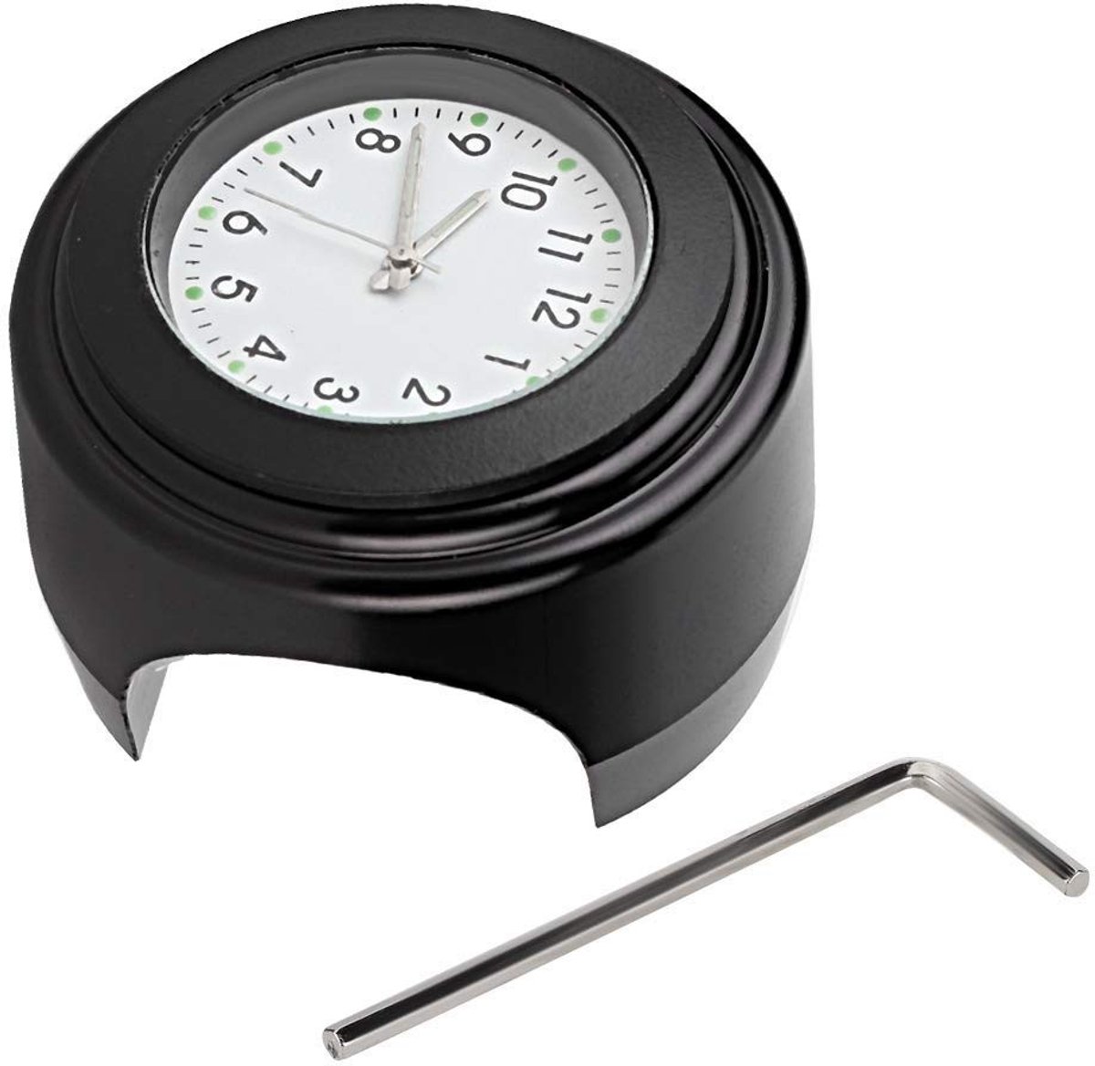 Dailygoods - Motorfietsstuurhorloge - Waterdicht - Aluminium - Zwart/Wit - Kwartshorloge - Geschikt voor 7/8 inch sturen