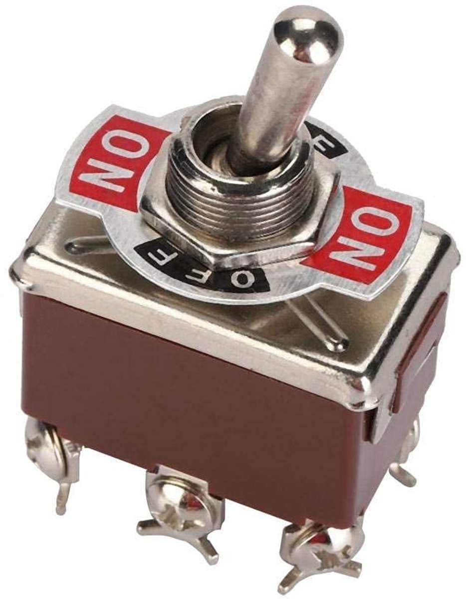Dailygoods - Tuimelschakelaar - Mini Tuimelschakelaar - Handbediend met 3 standen - 6-pins uitvoering - Duurzaam en betrouwbaar - Geschikt voor divers