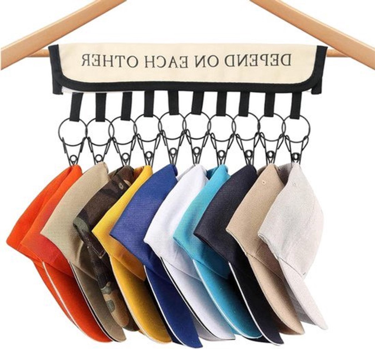 Hoedorganizer met 10 clips voor kast - Modern metalen hoedenrek