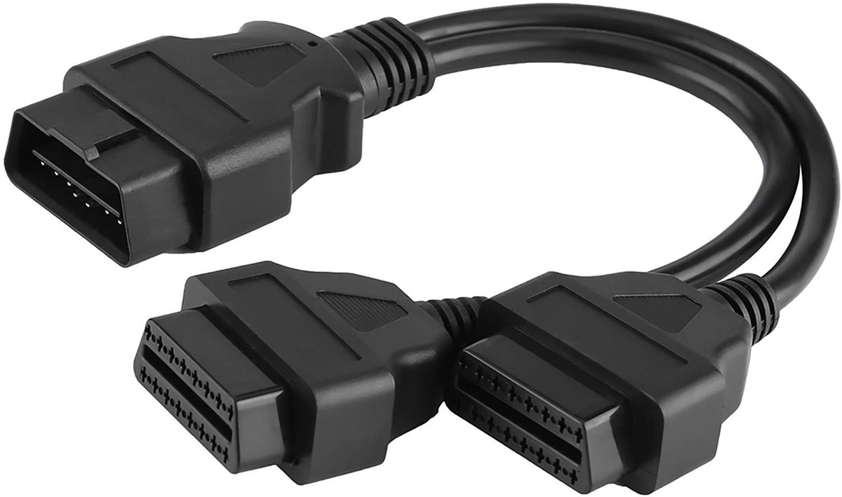 Dailygoods - OBD II OBD2 Splitter - Verlengkabel - 31 cm - Dual Female - Diagnostic Tool - Geschikt voor auto - 16-pin connector