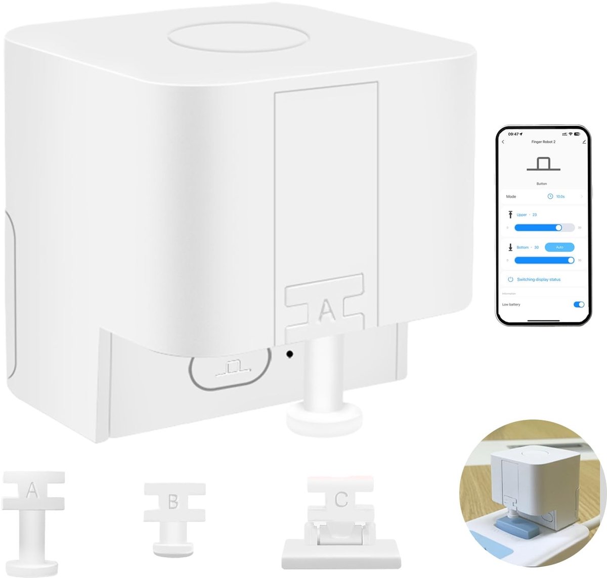 Dailygoods - Fingerbot Plus - Slimme schakelaar - Upgrade met touch-bediening - Compact formaat - Spraakgestuurd - Slimme thuisautomatisering - Geschi