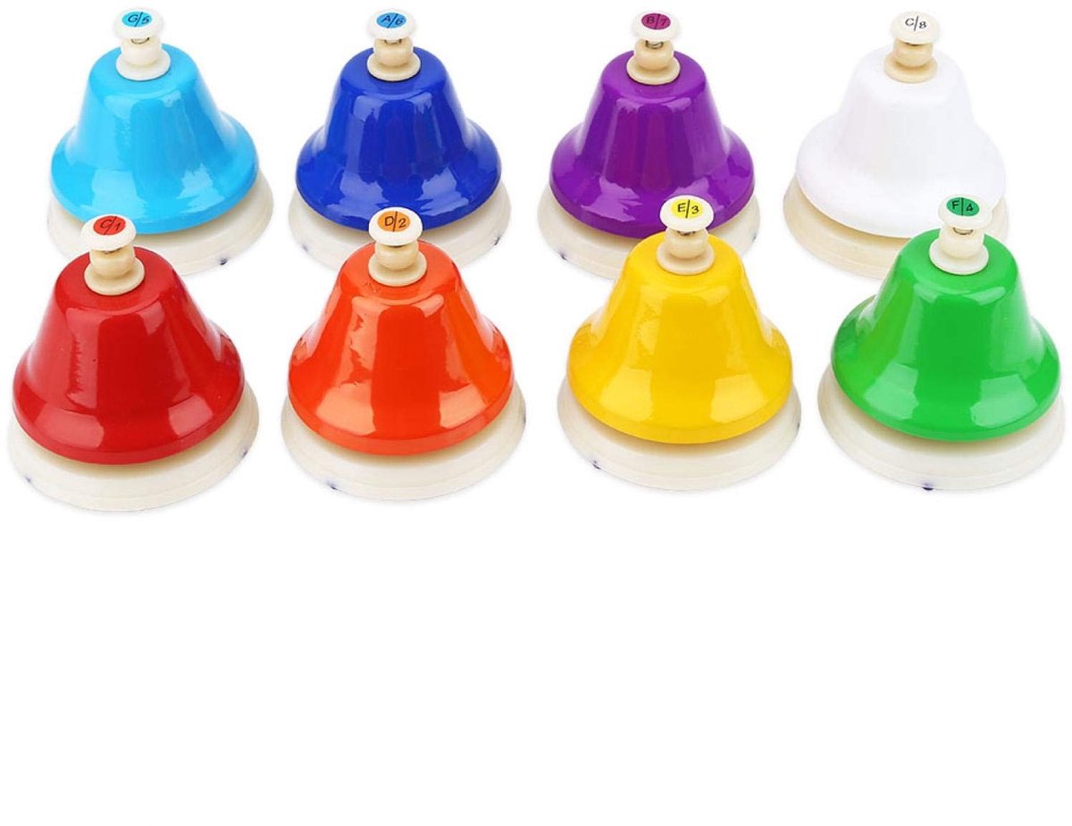 Dailygoods - Handbells - Muziekinstrument - Perfect voor kinderen - Kleurrijke 8-Note Set - Educatief en leuk - Geschikt voor familieactiviteit - Scho