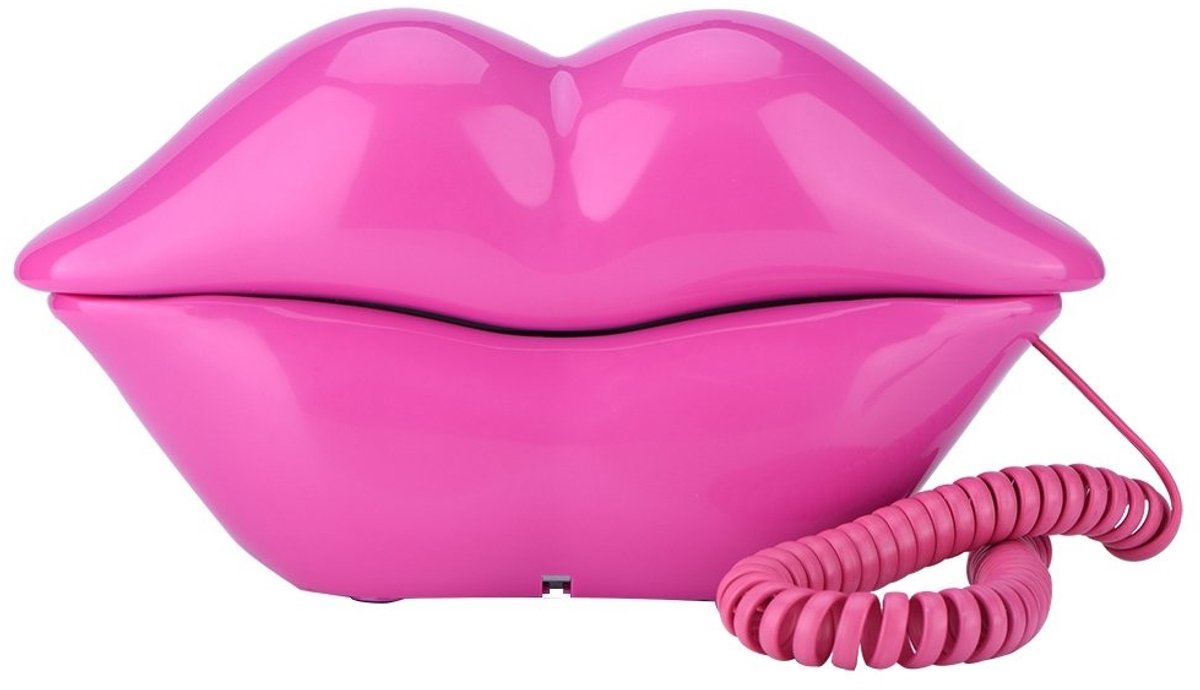 Dailygoods - Vaste Telefoon Bedrade - Mondvorm - Uniek Design - Roze - Creatieve Decoratie - Perfect Cadeau - Voor Thuisgebruik - 23 x 12,7 x 7,5 cm