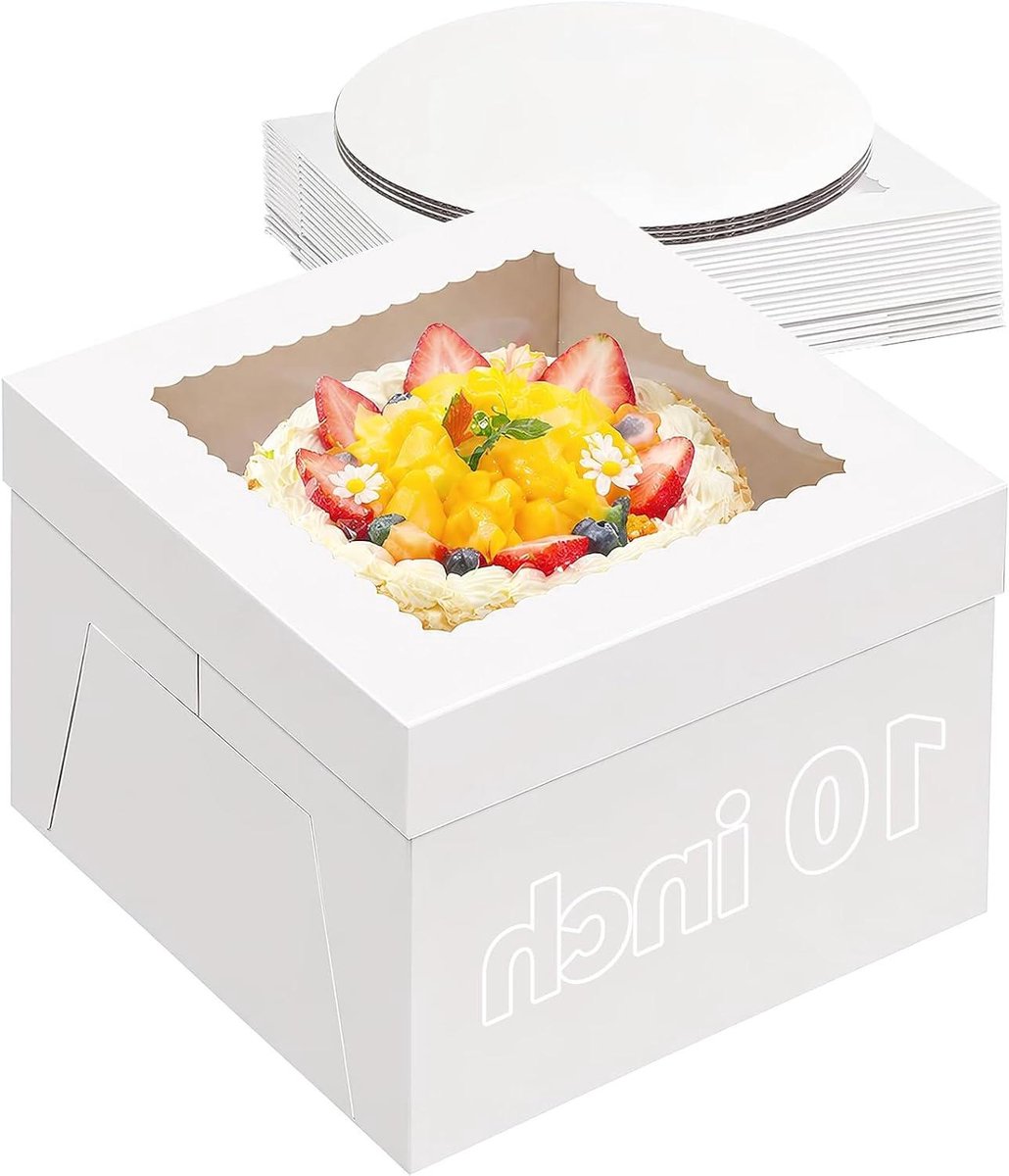 Taartdozen Set - Gebaksdozen - Taart Transport - Met Venster - 3 stuks 25cm - Wit