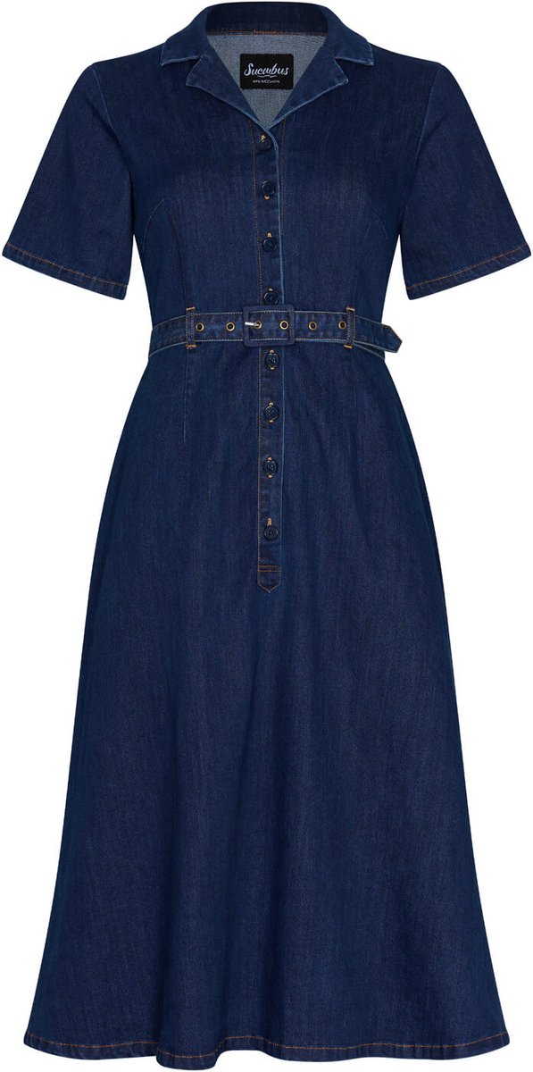 Succubus Clothing Rosie Denim 50's Swing Jurk Navy