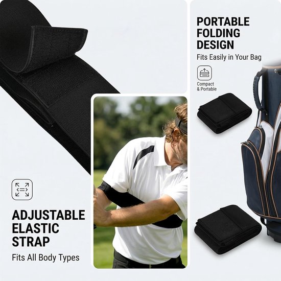 Golf Swing Trainer - Arm Band voor Perfecte Connectie - Houding Corrector - Verbetert Spiergeheugen & Ritme - Universeel - Zwart van Merkloos — afbeelding 2