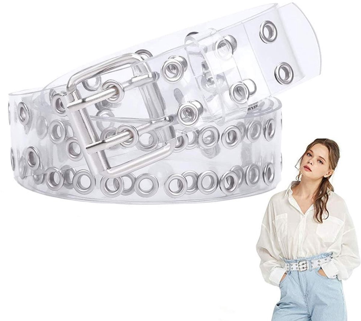 Zeynomax - Dubbele Doorvoertule Riem - Transparante PVC-Riem - Comfortabele Waist Belt - Geschikt voor Dames en Meisjes - Uniek Ontwerp - Perfect vo..