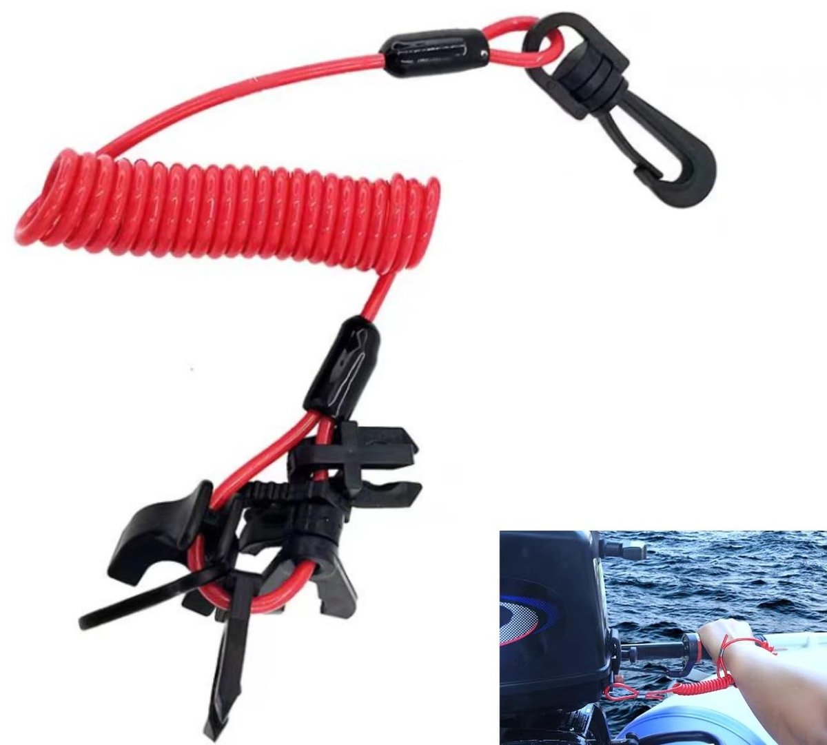 By shayne - Buitenboordmotor - Veiligheidskoord - Universeel gebruik - Rood - Motorboot accessoire - Onderbreking voor veiligheid - Geschikt voor bui.