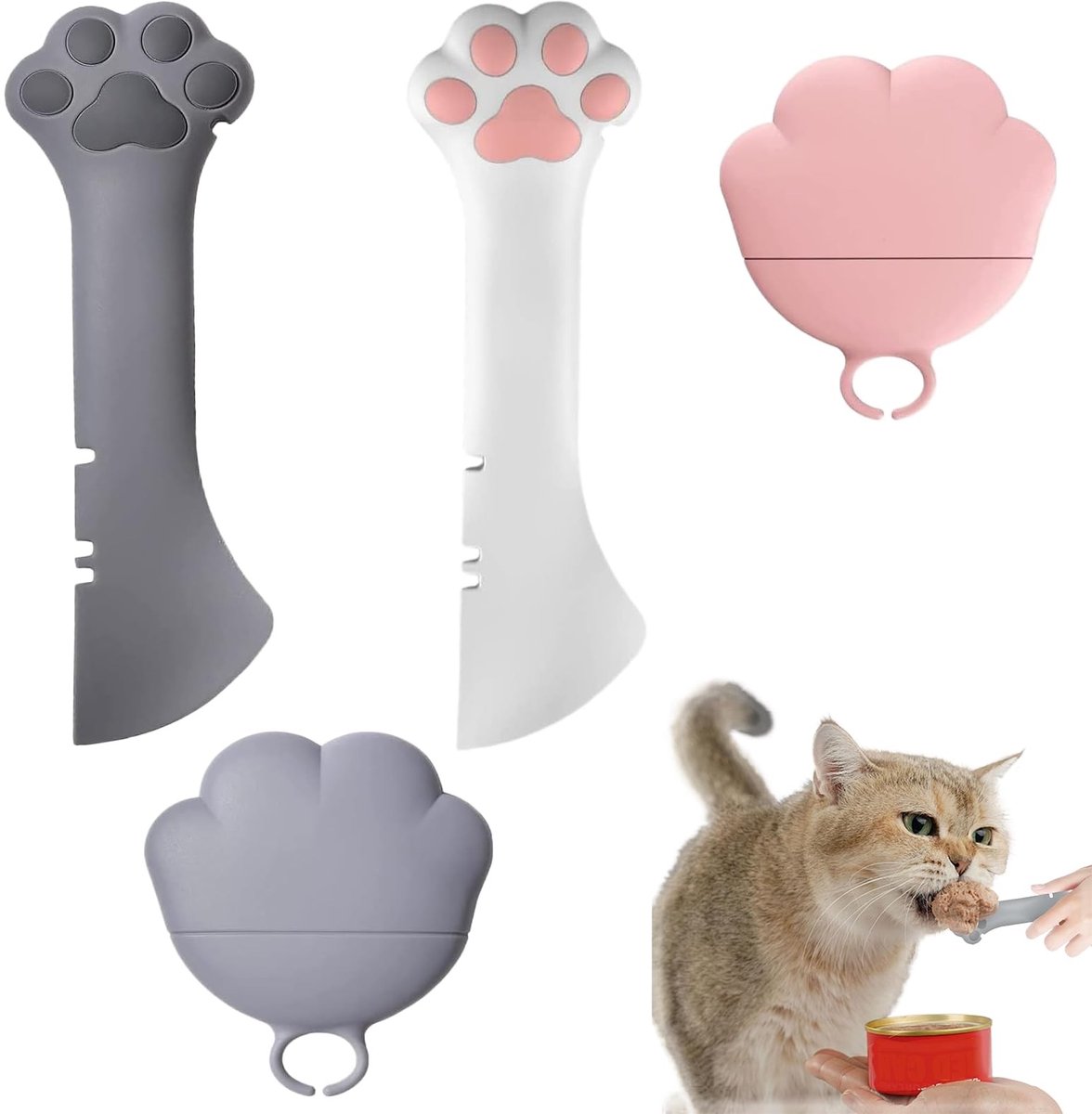 Vlemico - Kattenvoederscheppen - BPA-vrij Silicone - Geschikt voor Huisdieren - 2-delige Set - Inclusief Blikdeksel - Perfect voor Dierenvoer - Kat...