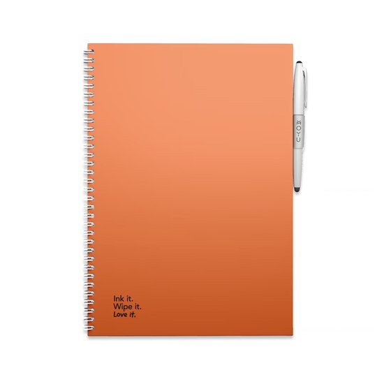 MOYU Uitwisbaar Notitieboek A4 - Sunset Orange - Hardcover - Multifunctionele pagina’s - Inclusief uitwisbare pen, penhouder en wisdoekje