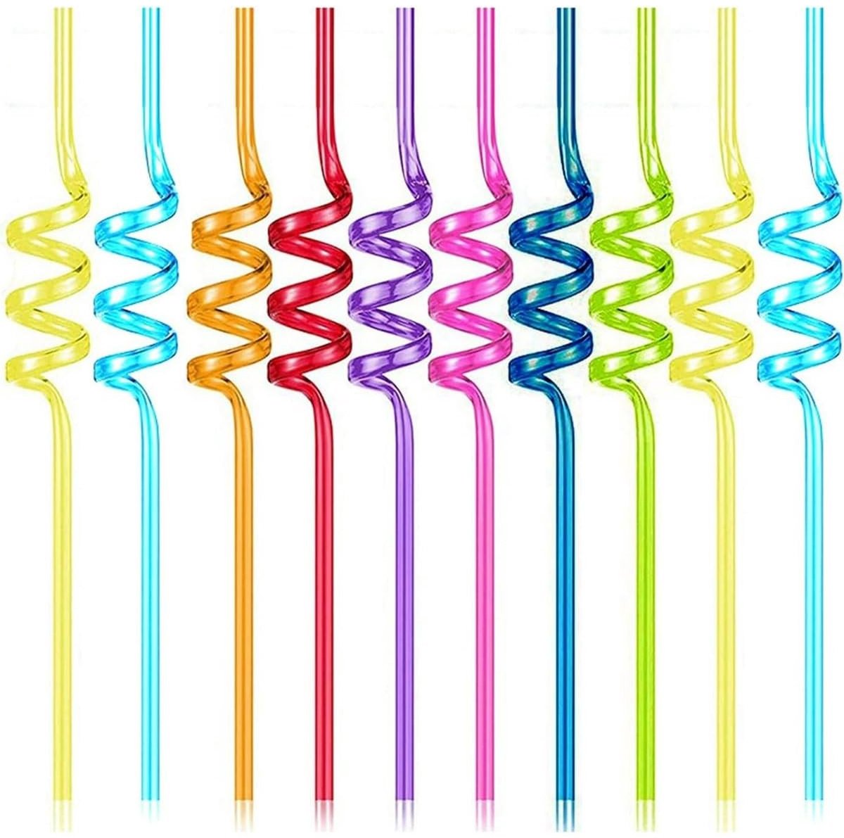Jhubersproducts - Krullende Rietjes - Herbruikbare Plastic Rietjes - Gekke Feestrietjes voor Kinderen - Veelkleurig - Verjaardag en Bruiloft - Geschik