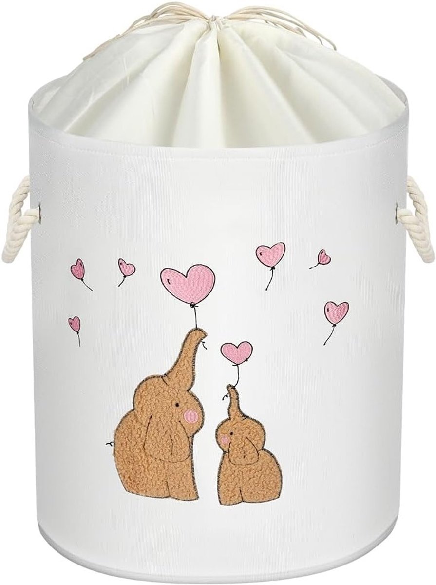 Vouwbare Ronde Wasmand voor Baby's en Kinderen, Ideaal voor Kleding, Speelgoed en Organisatie in Kinderkamers, Inclusief Handvat voor Gemakkelijk Transport