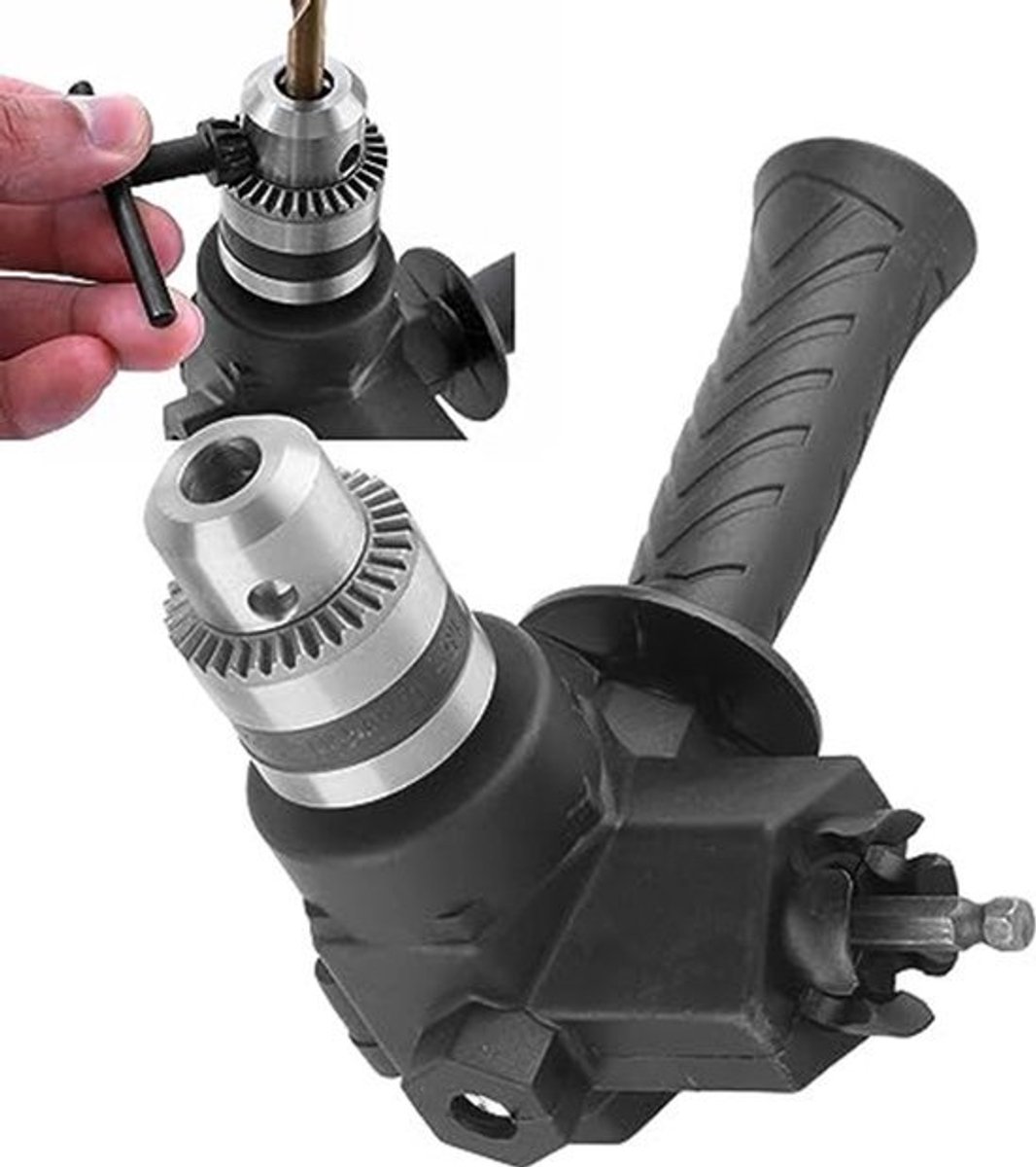 Bocht Accessoire 90° - Roterende Drill Mount Kit - Zwart voor Krappe Ruimtes