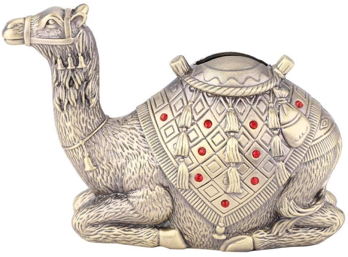 Jhubersproducts - Metalen Kameel Spaarpot - Kinderen - Ontwikkel Geldbeheergewoonten - 13,3 x 11,8 x 7,5 cm - Cadeau voor Verjaardag - Decoratief voor