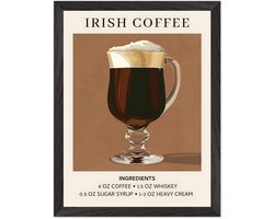 Irish Coffee - Ingrediënten Poster met Lijst 30x40 cm - inclusief lijst