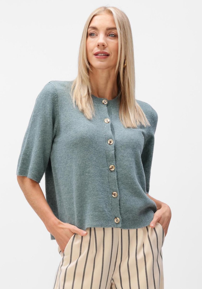 Minus Msjanna Knit Cardigan Truien & vesten Dames - Sweater - Hoodie - Vest- Petrol - Maat XS