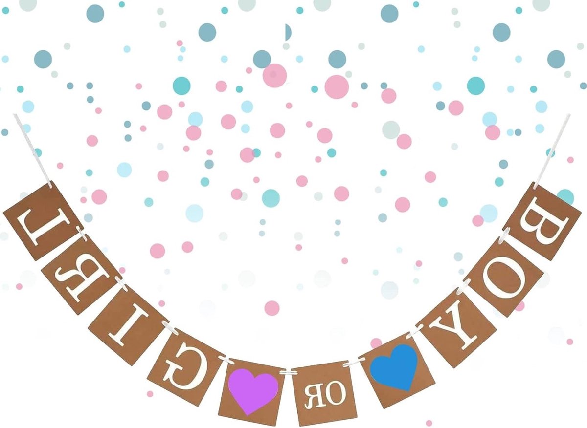 Herbruikbare kraftpapier banner voor gender reveal, babyshower versiering, feestdecoraties en zwangerschap aankondiging