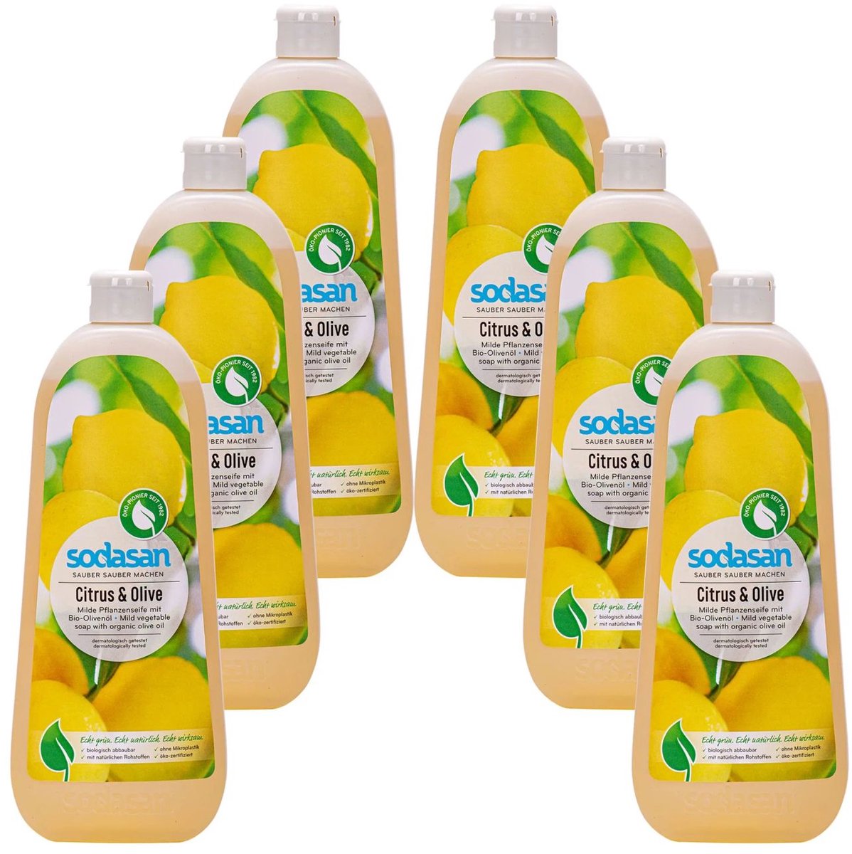 Vloeibare zeep citrus olijf 6 x 1 Liter, plantaardige zeep