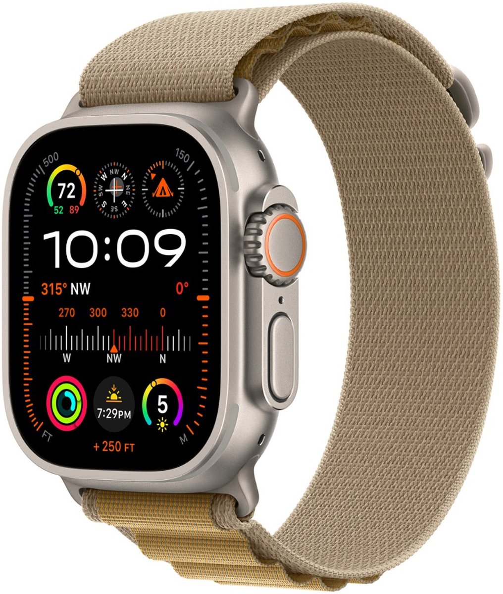 Apple Watch 49mm Alpine Loop - M- Natural Titanium Finish - Tan