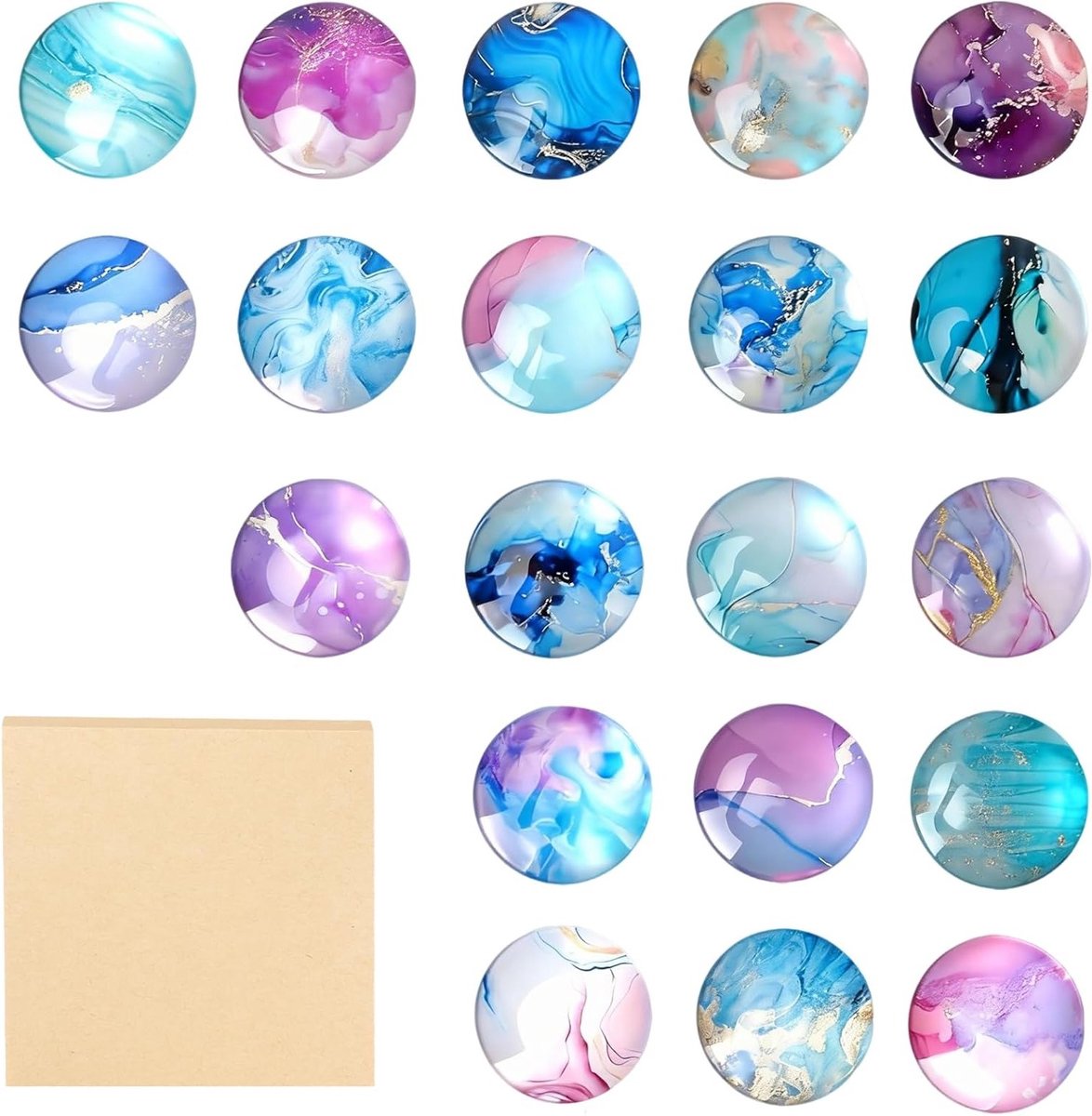 Decoratieve Magneten Set van 20, Sterke Marmeren Magneten voor Magnetische Borden, Witborden en Keukenaccessoires