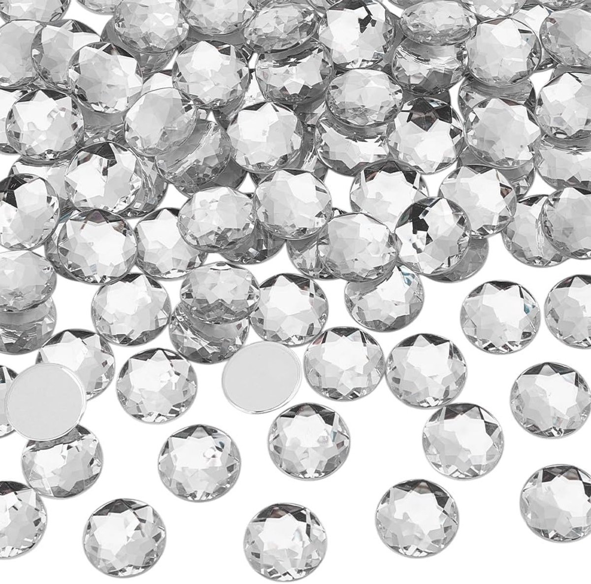 100pcs 20mm Zelfklevende Acryl Doorzichtige Strass Steentjes met Doosje - Plakbare Ronde Kristallen voor Kostuum Creatie en Cosplay