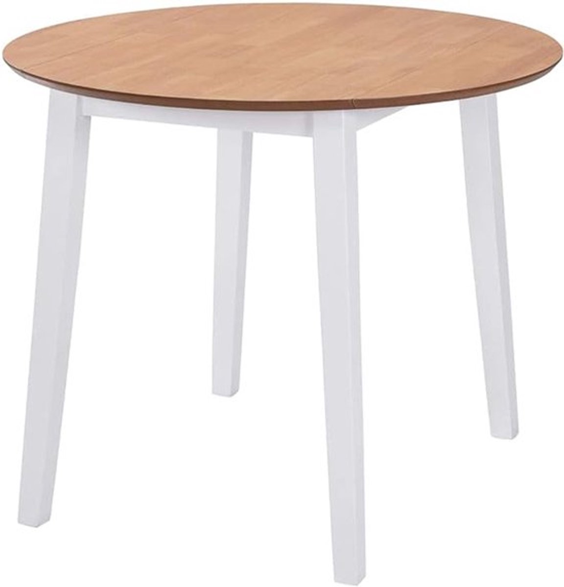 Eettafel – Keukentafel – Ronde Tafel – Dinetafel – Klaptafel – Wit MDF Tafelblad – Opvouwb