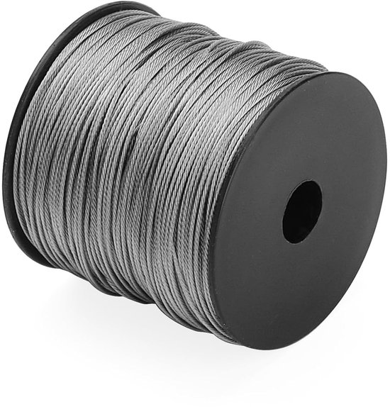 Duurzame 1mm Draad Kabel van 122m, RVS Kabel Spoel met 100 Stuks Crimp Terminals en Loops, Ideaal voor Klussen en Bevestigen — afbeelding 4
