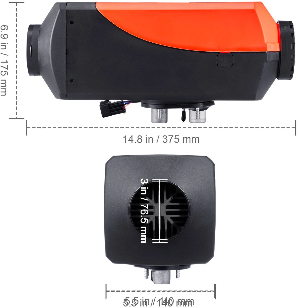 Genet7 Store - 8kW Diesel Luchtverwarmer 12V - Standkachel met LCD & Afstandsbediening - Voor Camper, Auto & Boot - Zwart Oranje