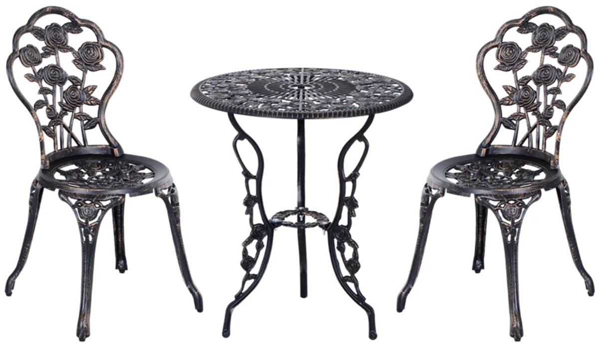 Tuinmeubilair voor 2 Personen - Tuinmeubel Bistroset - 3-delig - Tuinset - Tuinmeubelset met 2 Stoelen + Tafel - Balkonset - Zitgroep - Meubel voor 2 Personen - Loungeset - Meubelsets - voor Tuin, Balkon, Terras - Brons
