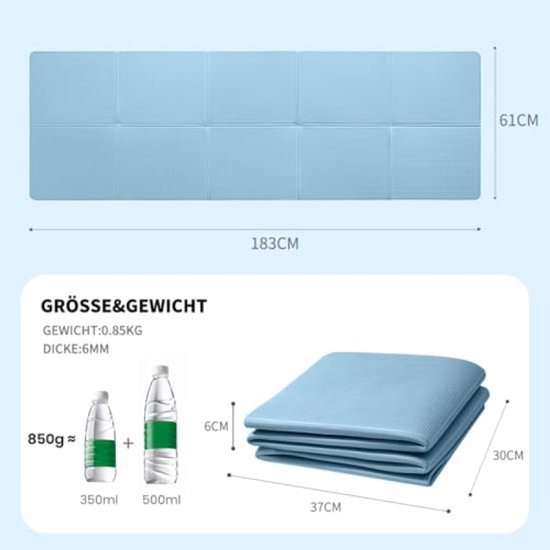 Opvouwbare Antislip Yogamat voor Fitness - Draagbaar en Lichtgewicht 183 x 61 cm van Saffrano Fitness — afbeelding 5