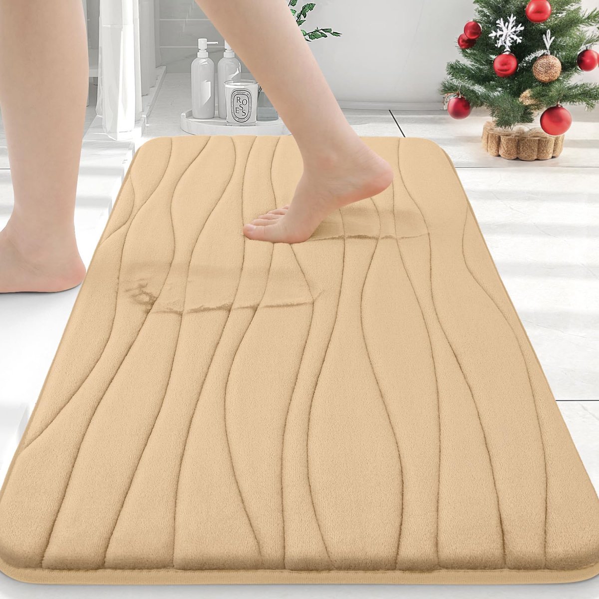 Homaxy Badmat - Traagschuim Badmat - Antislip Douchemat - Super Zachte Absorberende Douchemat - 61x90 cm - Beige Productinformatie