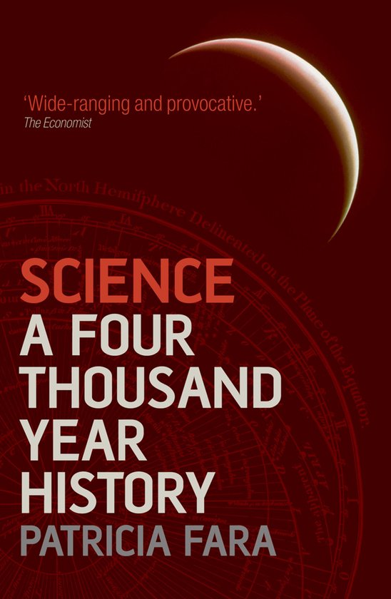 Couverture du livre avec le titre 'SCIENCE A FOUR THOUSAND YEAR HISTORY' en lettres blanches, sur fond rouge foncé avec un globe terrestre en haut à droite.