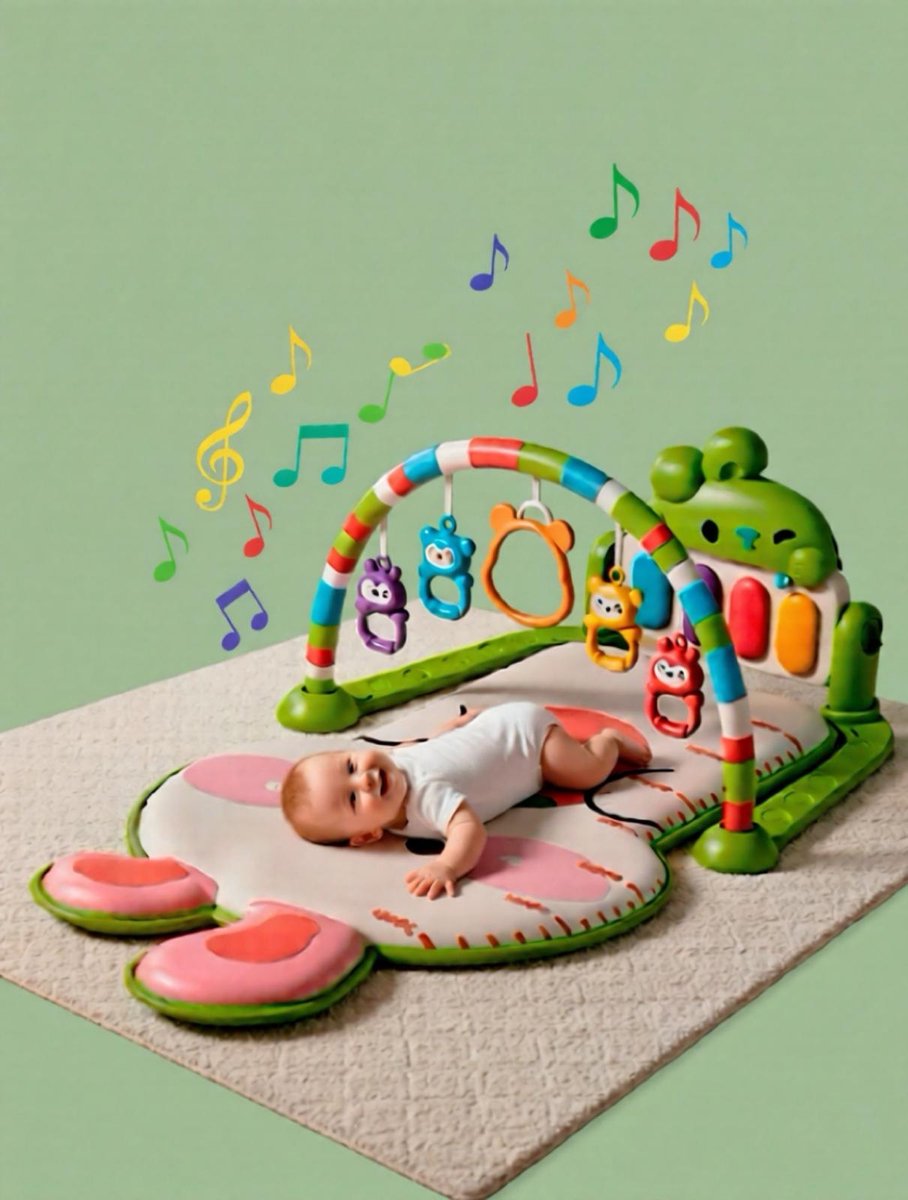 Babygym Speelmat - Activiteitencenter - Groen Roos - Met Piano - Meetfunctie - Sensorische Ontwikkeling