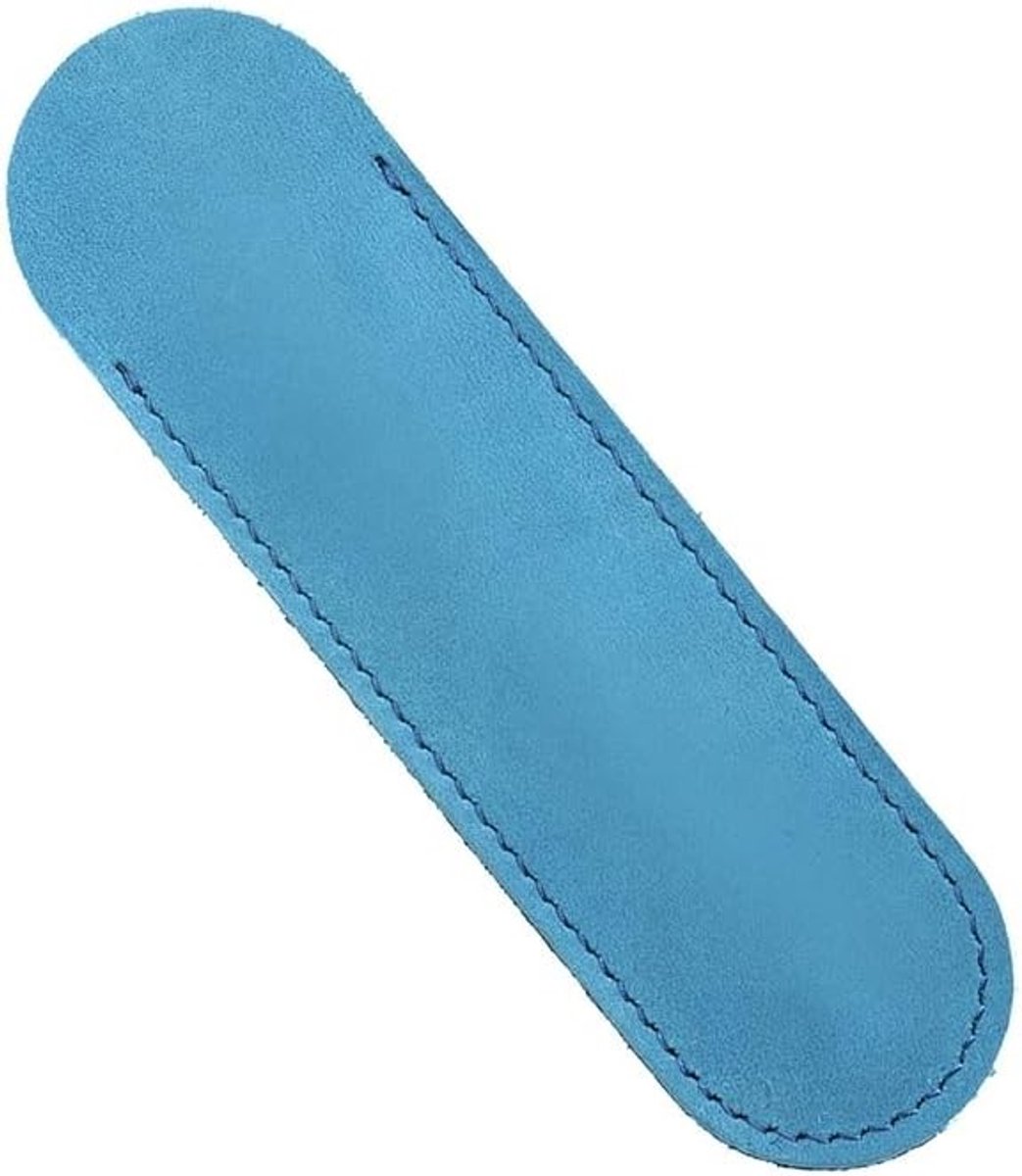Handgemaakte leren etui voor pennen, beschermhoes voor vulpennen, modern ontwerp, 15cm x 3.5cm, blauw, ideaal voor school en kantoor.