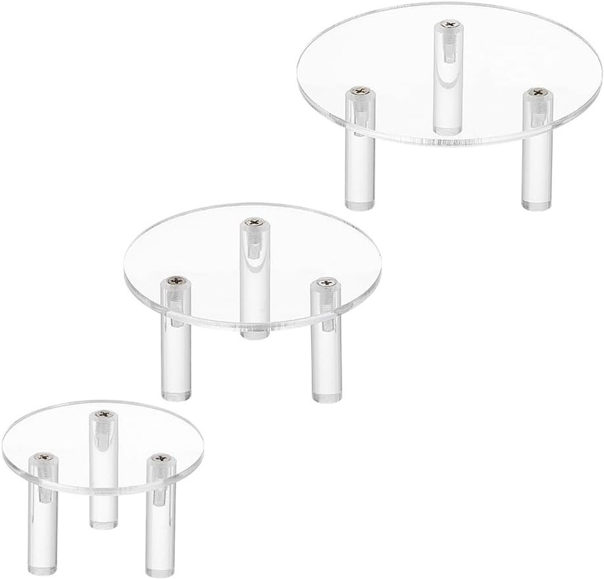 Set van 3 Acryl Ronde Display Risers 12/10/8 cm - Duidelijke Stand voor Minifiguren, Sieraden en Verzamelobjecten